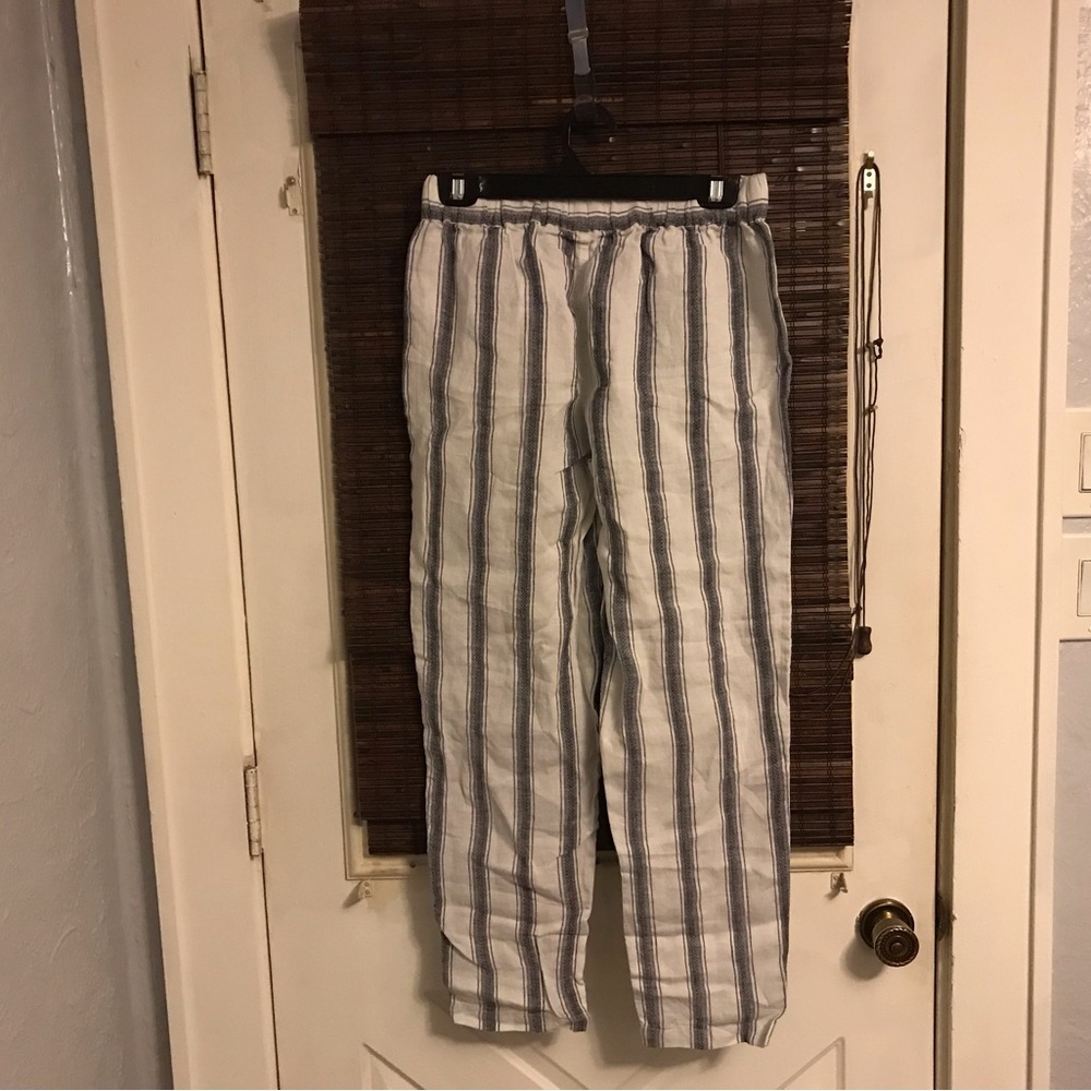 Artisan NY Blue and White Striped 100% Linen Pants